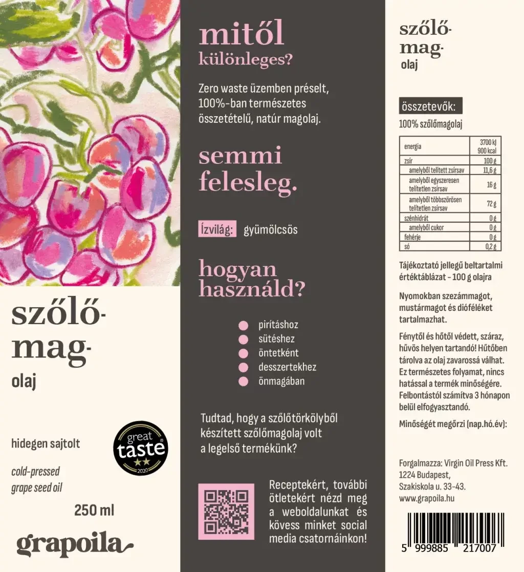 Grapoila Szőlőmagolaj 250 ml
