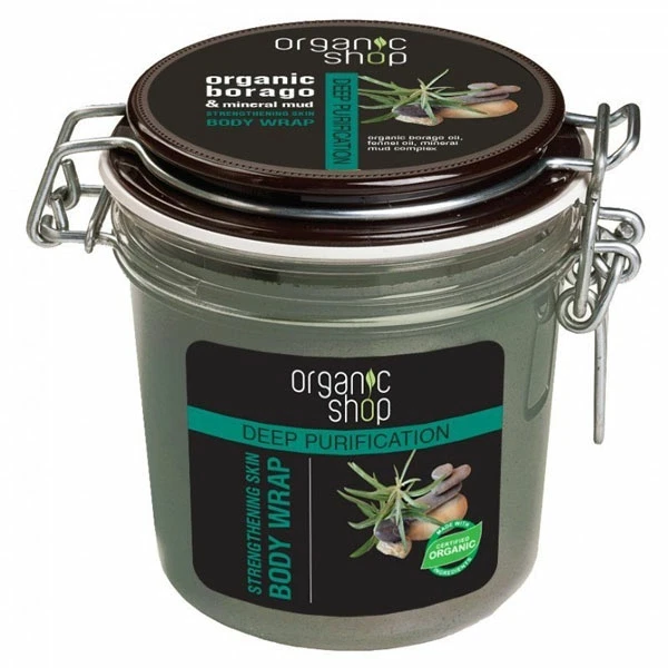 Organic Shop Mélytisztító pakolás bio borágó kivonattal és ásványi iszappal 350 ml