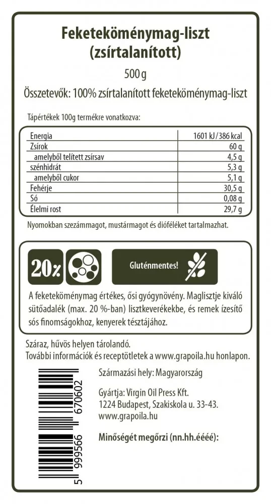 Grapoila Feketeköménymag liszt 500 g