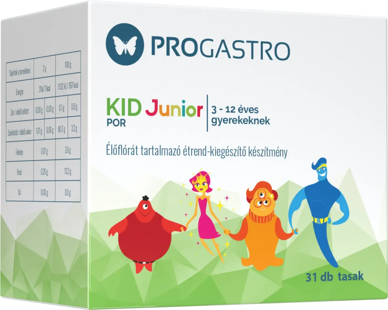 ProGastro KID Junior Élőflórát tartalmazó Étrend-kiegészítő készítmény 31 tasak