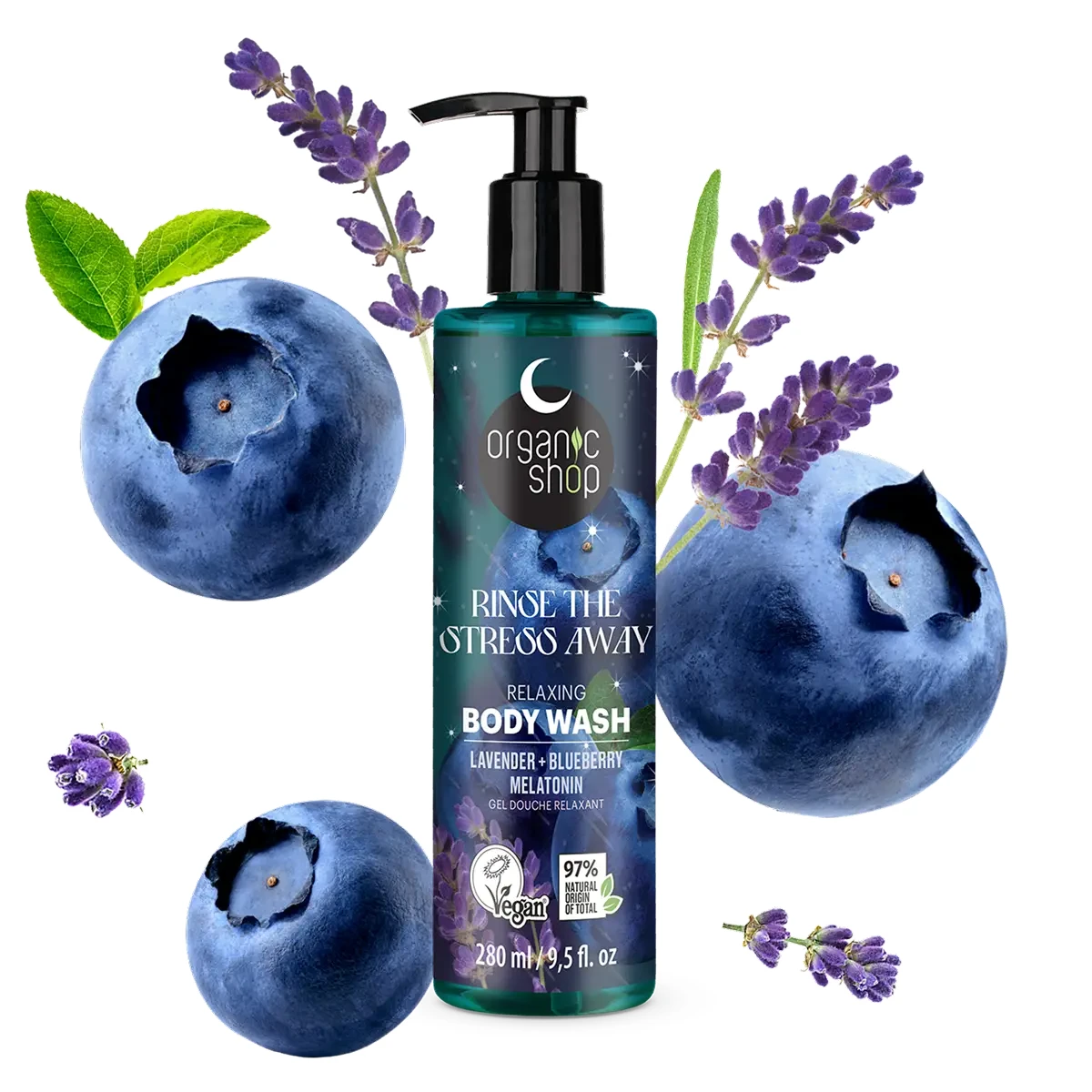 Organic Shop Relaxáló Tusfürdő Levendulával, Áfonyával és Melatoninnal 280ml