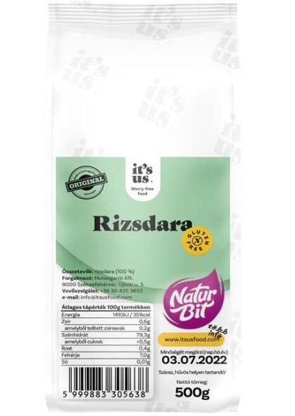 it's us NATURBIT gluténmentes rizsdara 500g