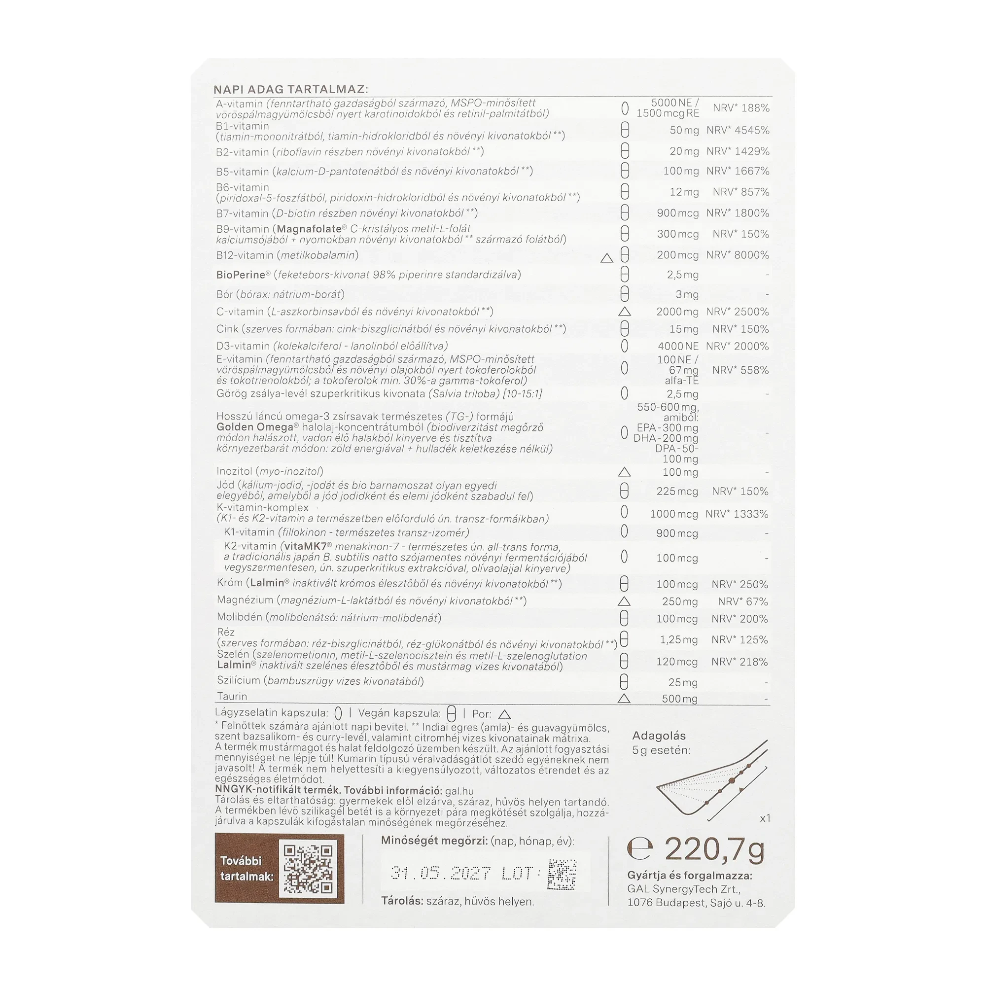 GAL+ Multivitamin 30 adag Új formula