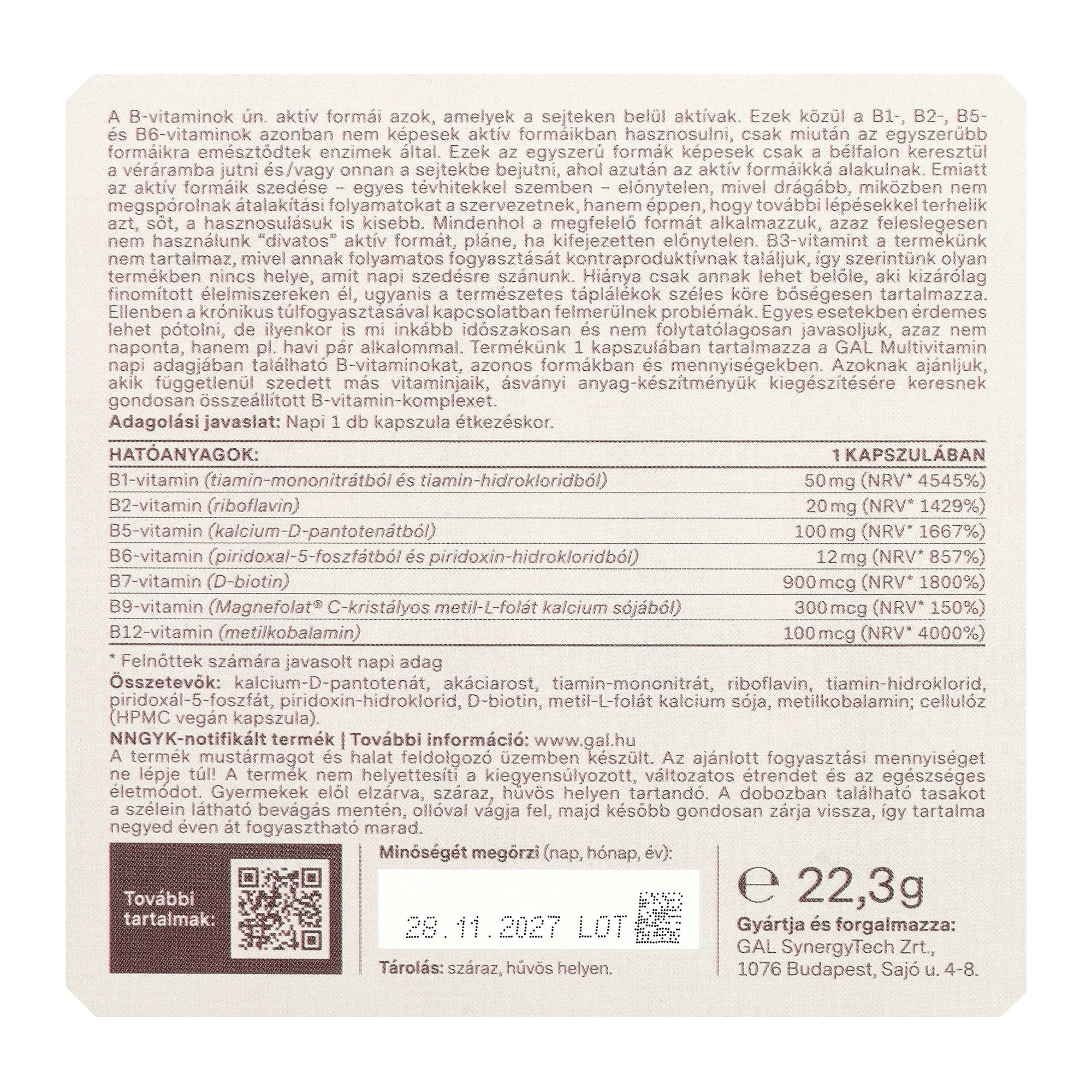 GAL B-komplex vegán kapszula 60db