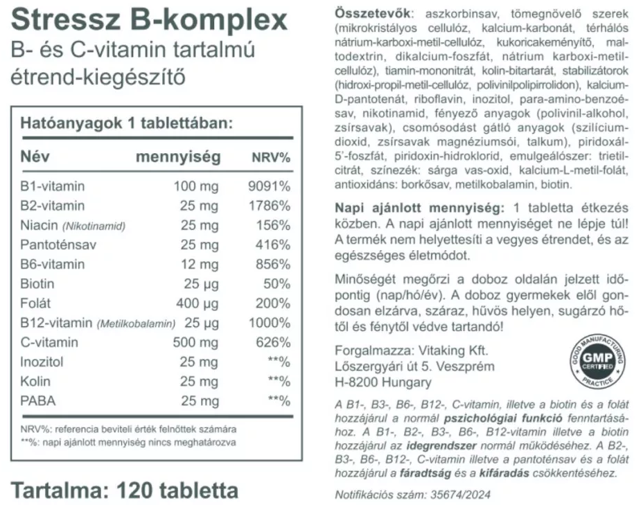 Vitaking B-komplex Stressz 120db.