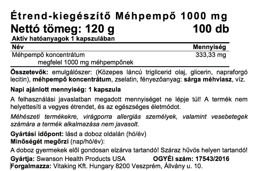 SW Royal Jelly 100db 1000mg