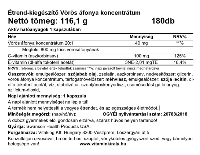SW Cranberry Vörös Áfonya 180db