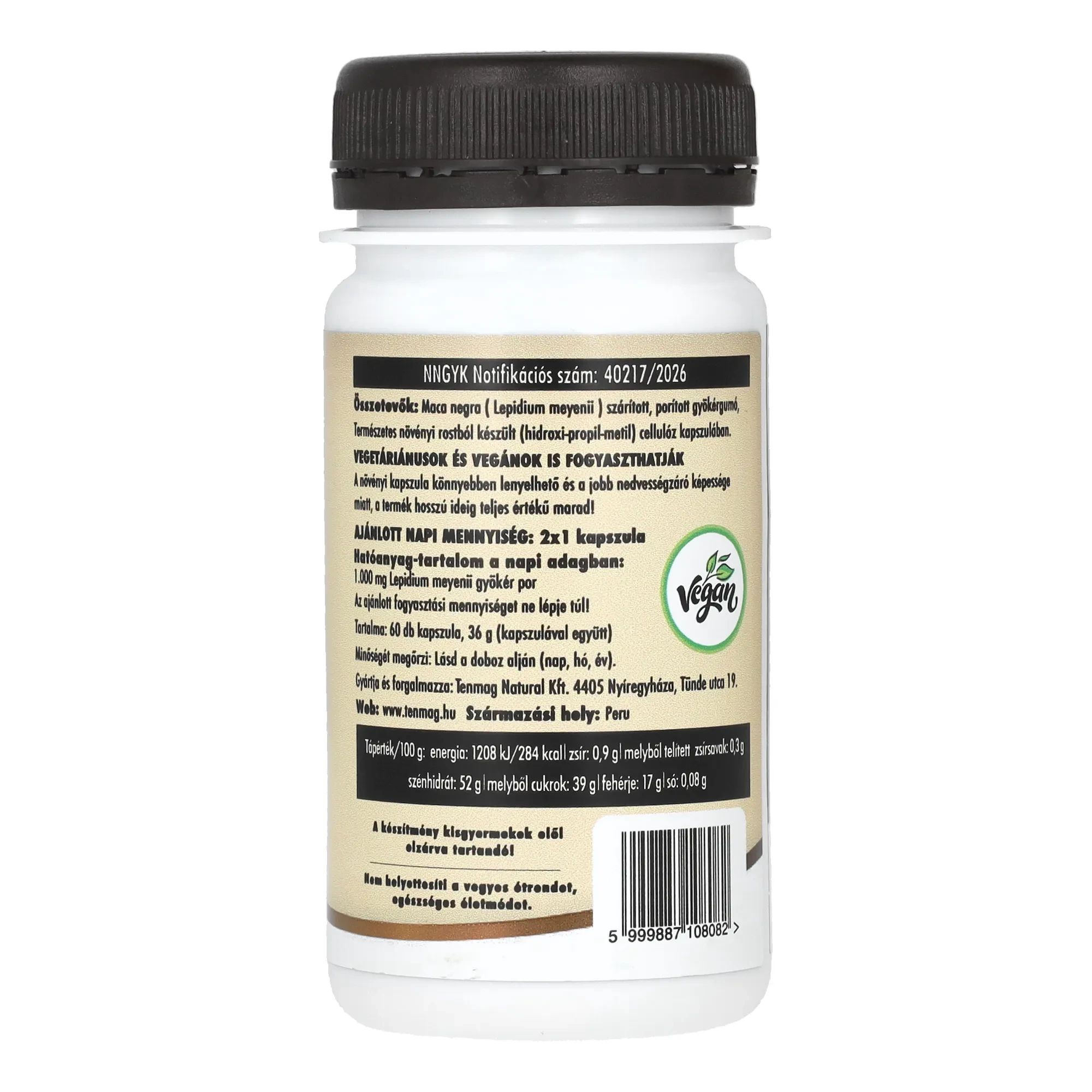 Tenmag Perui Maca Negra Növényi Kapszulában 500mg 60db