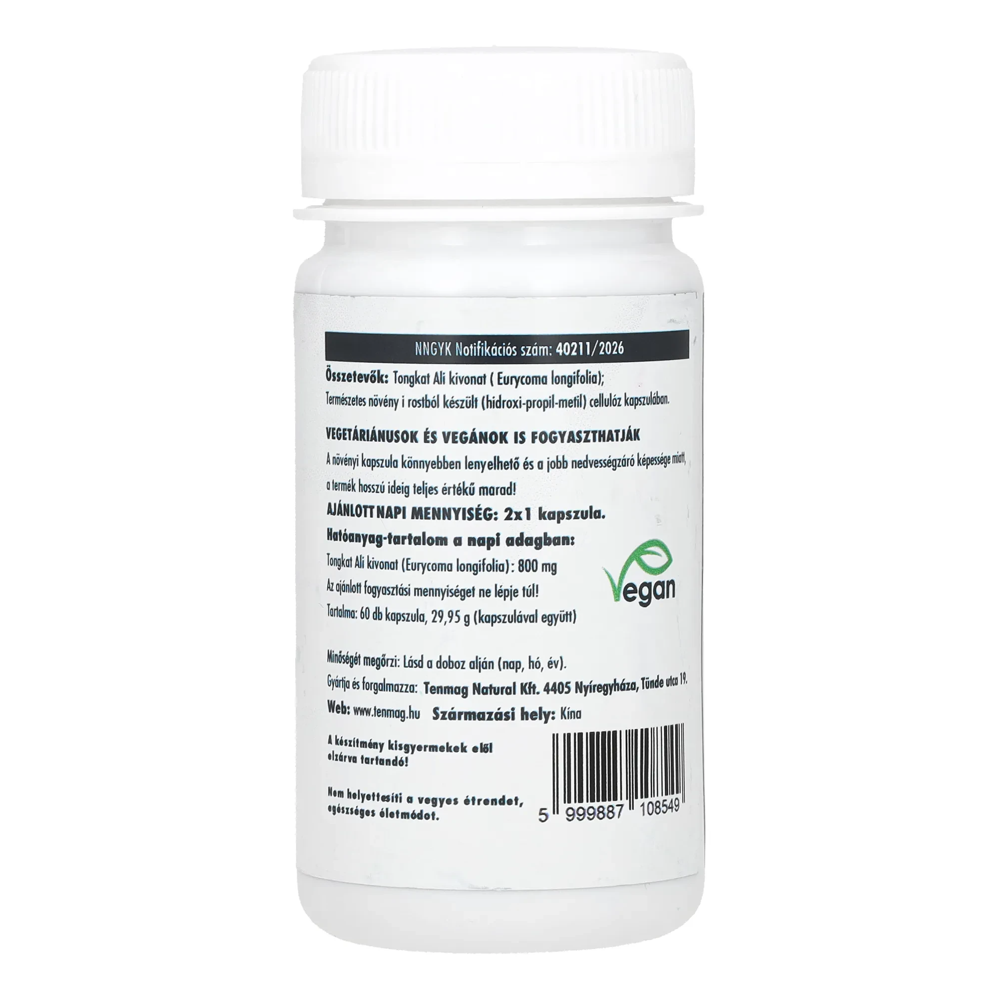 Tenmag Tongkat Ali Kivonat 400mg 60db