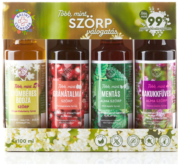 Bálint Több mint válogatás 4x 100 ml Mix 1(gyömbéres bodza,gránátalma,mentás alma,kakukkfüves alma szörp)