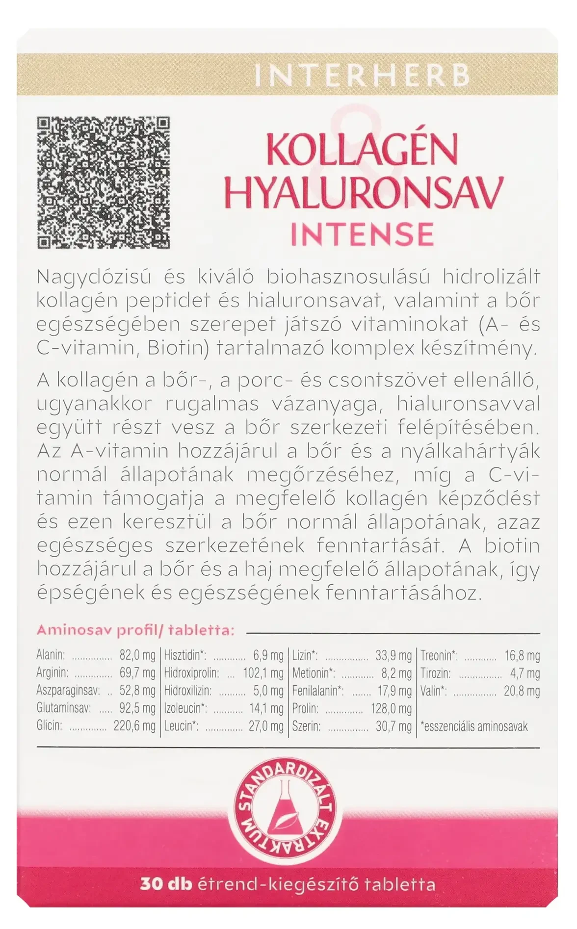 INTERHERB KOLLAGÉN -HYALURONSAV INTENSE TABLETTA 30DB