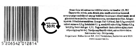 GREEN Cola 0% Pet Palackos 1,5l