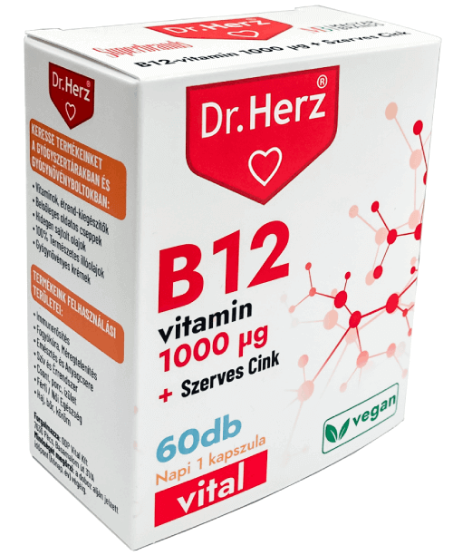Dr.Herz B12-vitamin 1000 mcg + Szerves Cink kapszula 60db