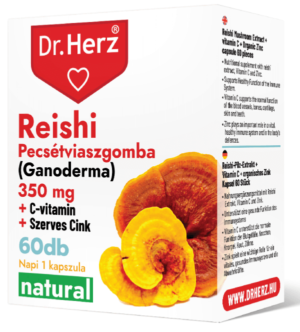 Dr. Herz Reishi 350mg + C-vitamin + Szerves Cink 60db
