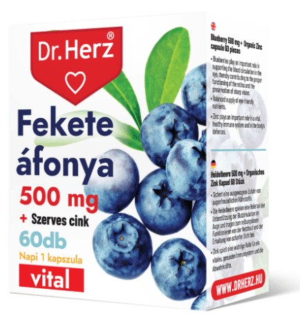 Dr.Herz Fekete Áfonya 500 mg + Szerves Cink 60 db kapszula