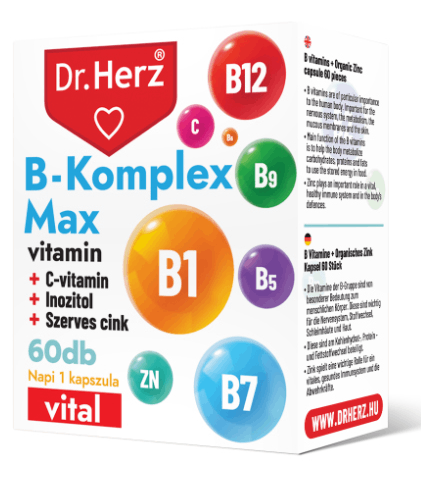 Dr.Herz B-Komplex Max+C-vitamin+Inozitol+Szerves Cink 60db kapszula