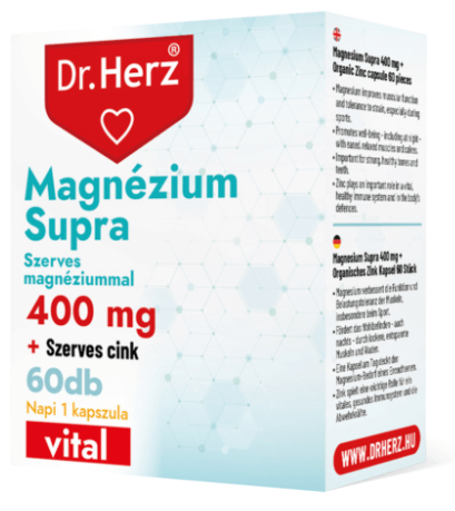 Dr.Herz Magnézium Supra 400mg + szerves cink 60db