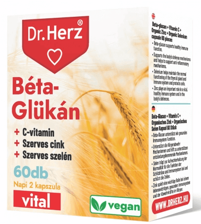 Dr. Herz Béta-Glükán+Szerves Zn+Se+C-vitamin 60 db