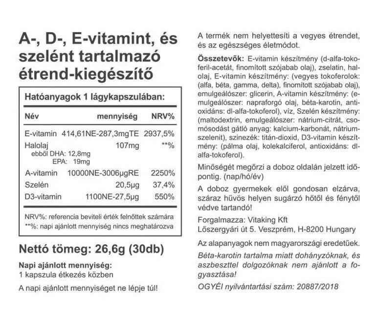 Vitaking A+D+E+Szelén 30db
