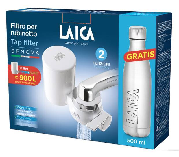 Laica Genova Hydrosmart csapra szerelhető vízszűrő + fém palack 0,5l