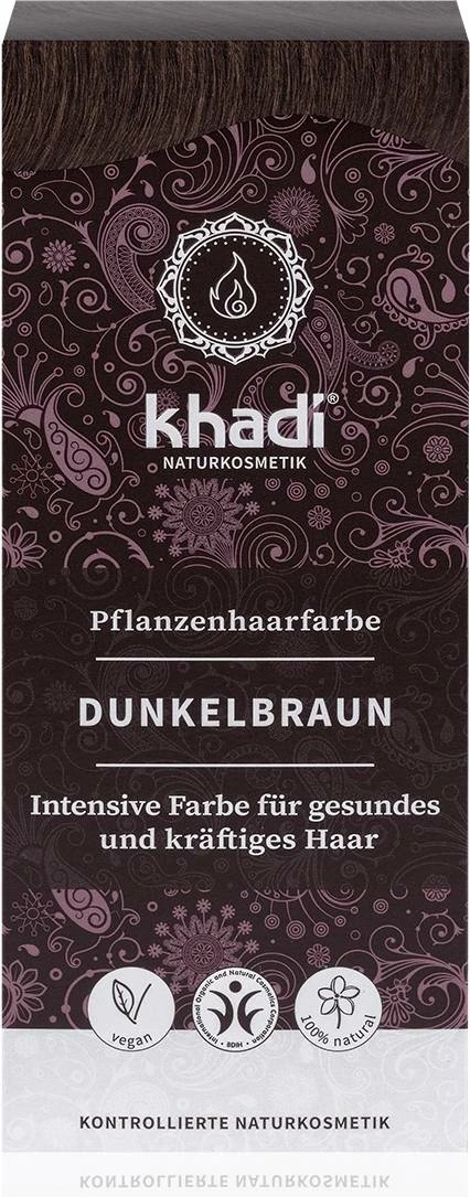 Khadi Hajfesték por 100g - Sötétbarna