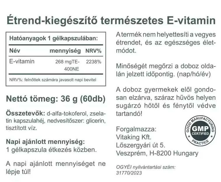 VK E-400 IU természetes 60 db