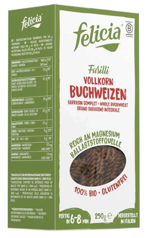 Felicia Bio hajdina fusilli gluténmentes 250 g