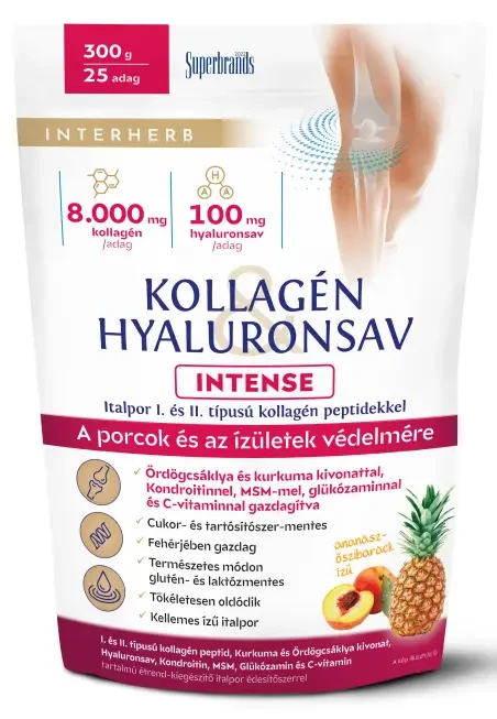 Interherb Kollagén&Hyaluronsav Intense Porcépítő Ananász-őszibarack ízű italpor 300 g