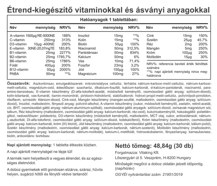 Vitaking Mega-1 30 db tabletta