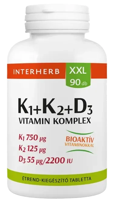 Interherb XXL 90 db K1+K2+D3 Vitamin komplex tabletta