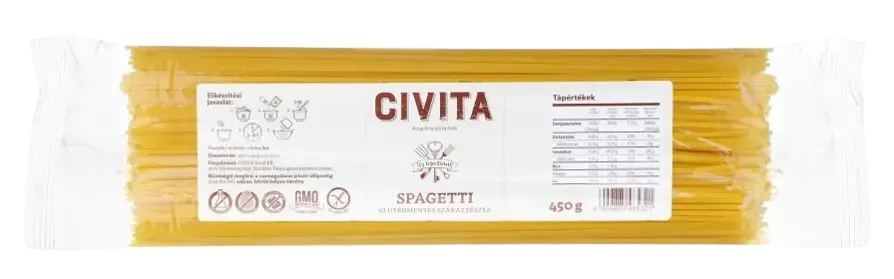 CIVITA gluténmentes kukorica száraztészta spagetti 450 g