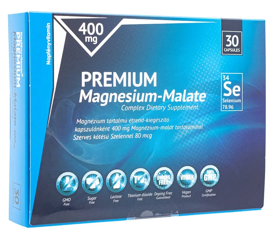 Napfényvitamin Prémium Magnézium-malát 400 mg szerves kötésű szelénnel 80 mcg 30db