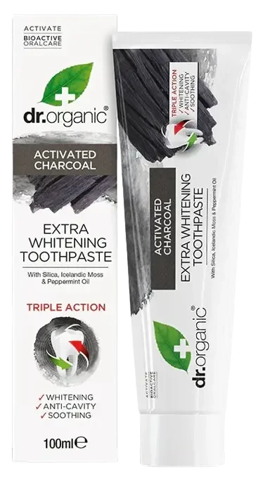 Dr. Organic Extra fehérítő fogkrém aktív szénnel 100ml