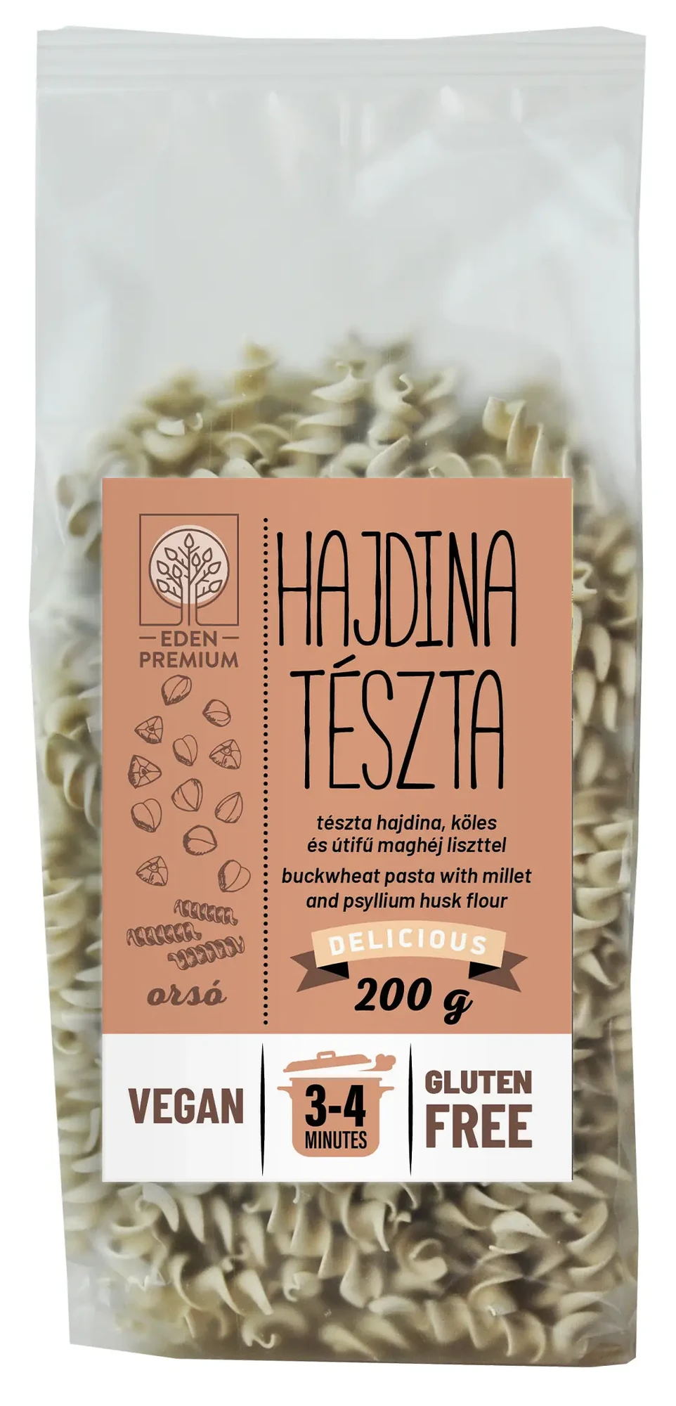 Éden Prémium Hajdinatészta orsó kölessel 200g