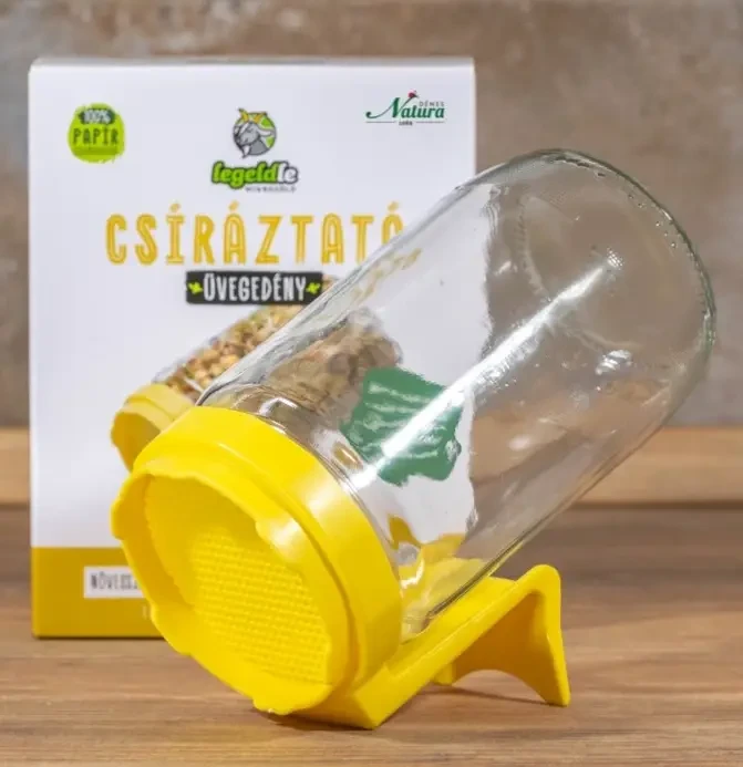 Csíráztató üvegedény sárga kupakkal 1db