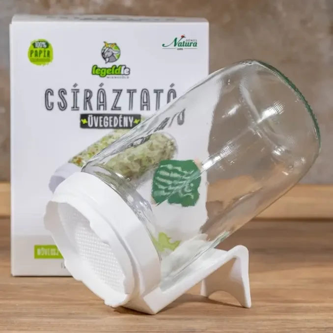 Csíráztató üvegedény fehér kupakkal 1db