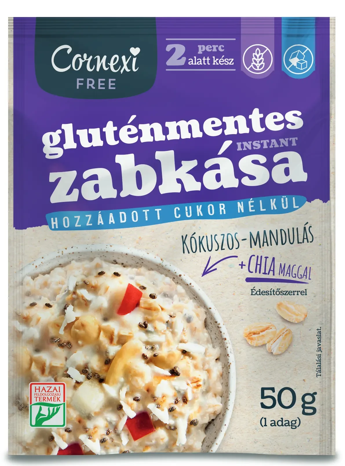 Cornexi Free Zabkása Kókuszos - Mandulás Ízű + Chia Maggal Gluténmentes HCN 50 g