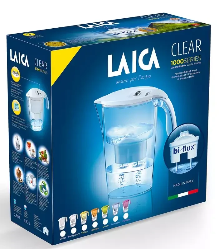 Laica color Clear Line fehér vízszűrő kancsó 1db + 1db ajándék szűrőbetéttel