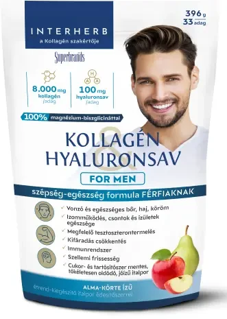 Interherb Kollagén & Hyaluronsav italpor FOR MEN Alma-Körte ízű 396 g