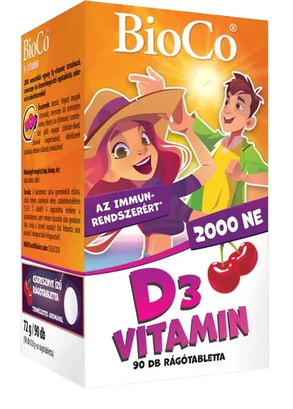 BioCo D3-vitamin 2000 NE cseresznye ízű rágótabletta 90db