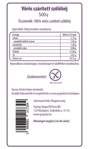 Grapoila Vörös szárított szőlőhéj 500 g