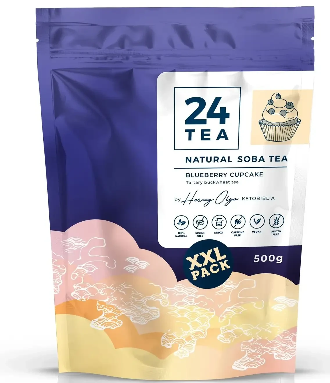24 tea Natural Soba tea Áfonyás-vaníliás muffin ízű XXL 500g