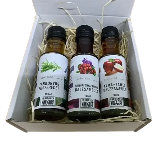 Formanek Vineg'art Áfonya-ibolya balzsamecet 100 ml-Tárkonyos fűszerecet 100 ml-Alma-fahéj balzsamecet 100 ml csomag