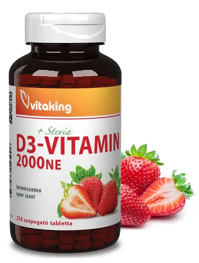 Vitaking D3-vitamin 2000 NE eper ízű rágótabletta 210 db