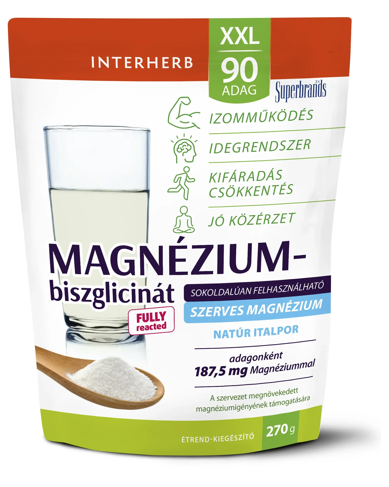 Interherb XXL 90 adag Magnézium-biszglicinát Natúr italpor 270 g