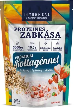 Interherb Zabkása Proteines Eperízű 1000g( Prémium Kollagénnel)