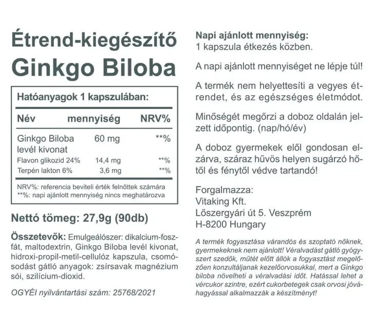 Vitaking Ginkgo Biloba 60 mg 90 db