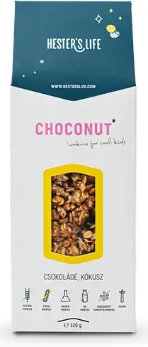 Hester's Life Choconut Cookies gabonapehely 320g - csokis-kókuszos