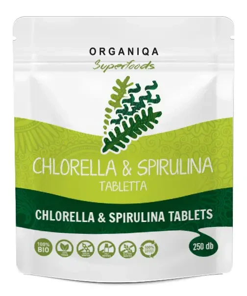 Organiqa Bio Chlorella & Spirulina tabletta 250 db