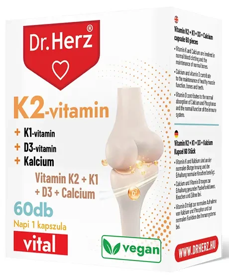 Dr. Herz K2-vitamin 150 mg + K1-vitamin+ D3-vitamin+ Kalcium 60 db kapszula